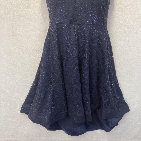 Vintage Y2K B. Smart Fit & Flare Lace Sequin Dress Womens 7 Navy Blue Cocktail - Picture 5 of 16